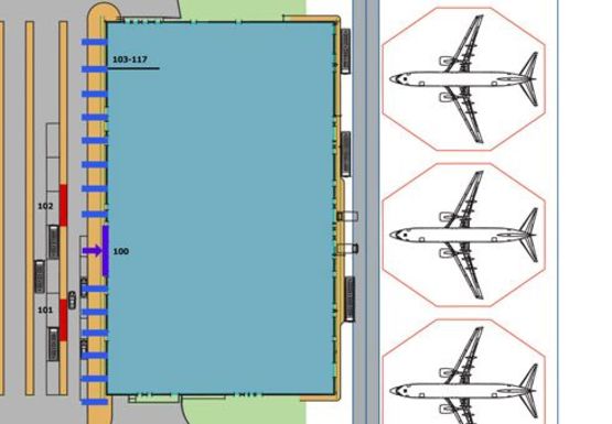 Схема рекламной плоскости по адресу Фасад терминала, улица (Терминал А)