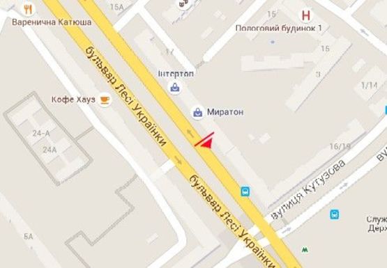 Схема рекламной плоскости по адресу Леси Украинки б-р - Кутузова ул.