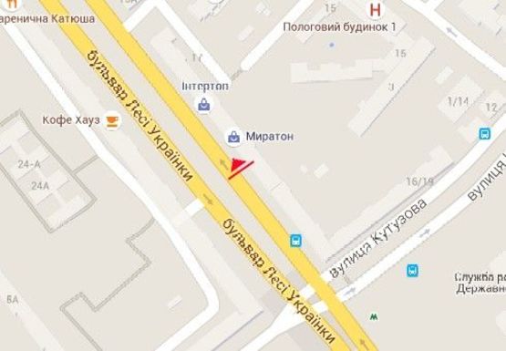 Схема рекламної площини за адресою Леси Украинки б-р - Кутузова ул.