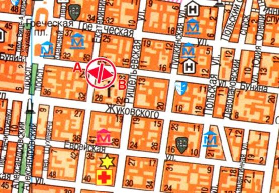 Схема рекламной плоскости по адресу Бунина ул.,23 - Екатерининская ул.