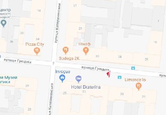 Схема рекламної площини за адресою Греческая ул., 23 - Екатерининская  ул.