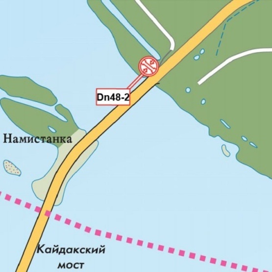 Схема рекламной плоскости по адресу Донецкое шоссе - Кайдакский мост (сьезд с моста), в сторону ул. Передовой