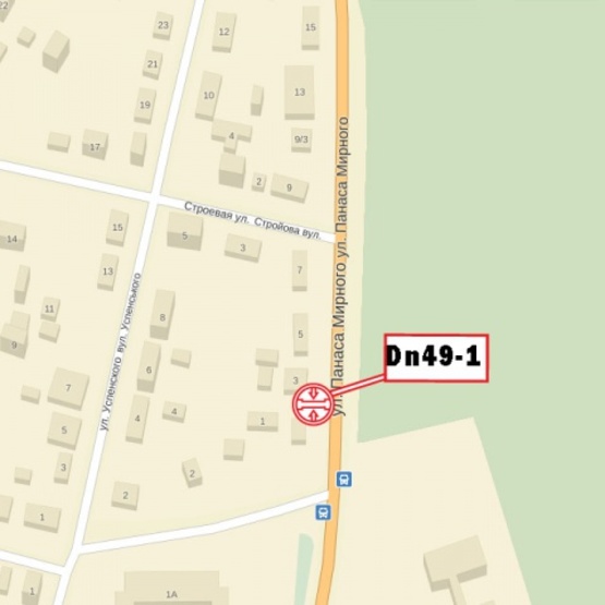 Схема рекламной плоскости по адресу Мирного Панаса просп., 1 (в направлении пр. Свободы) - Молодежный городской парк, Ледовая арена, Летний театр