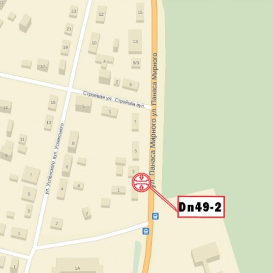 Схема рекламної площини за адресою Мирного Панаса просп., 1 (в направлении Заводской набережной), Молодежный городской парк, Ледовая арена, Летний театр