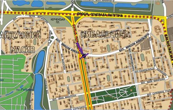 Схема рекламной плоскости по адресу бул.Перова/ул.Кибальчича, поворот на с-т "Фуршет"