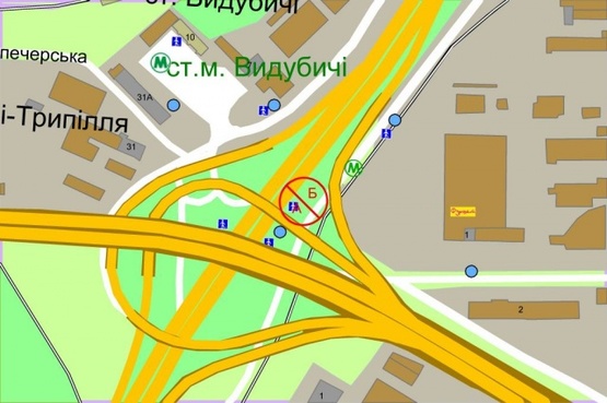 Схема рекламной плоскости по адресу Надднепрянское шоссе, М"Выдубичи" (по ходу к мосту Патона)