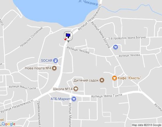 Схема рекламної площини за адресою ул.(Жовтневой революции) Незалежності, 63, (напротив магазина "Тема") сторона А