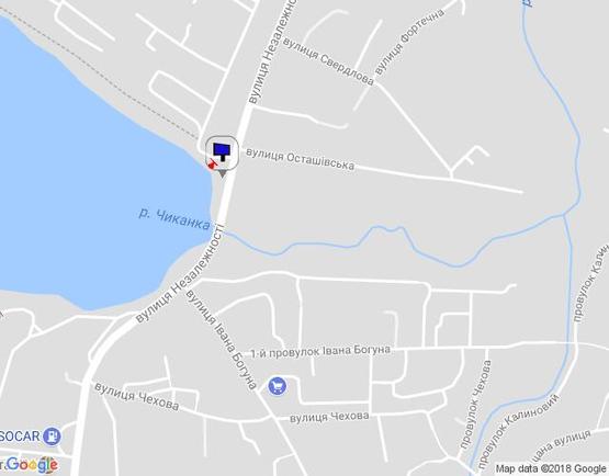 Схема рекламной плоскости по адресу ул.(Жовтневой революции) Незалежності,  24,  (Осташевская гребля) , сторона А