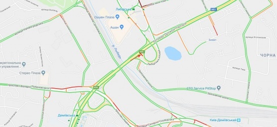 Схема рекламної площини за адресою Дружбы Народов б-р возле съезда на Железнодорожное шоссе