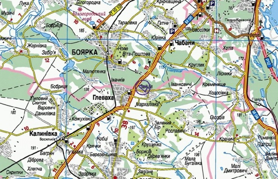 Схема рекламної площини за адресою Въезд в Киев, со стороны Одессы, от н.п.Глеваха, от котедж.городка Садок Вышневый