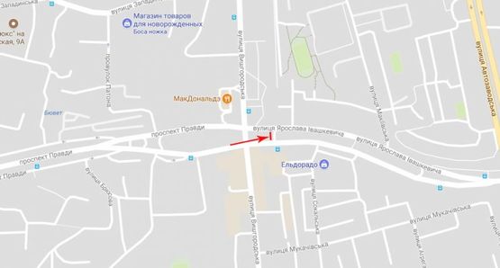 Схема рекламной плоскости по адресу Ивашкевича ул., возле ул.Вышгородская, со стороны пр-та Правды, в сторону ТЦ Караван