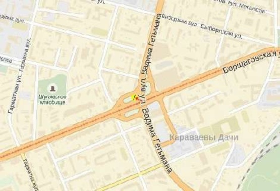 Схема рекламної площини за адресою Борщаговская ул., развилка с ул.Индустриальной, к ст.м.Шулявка, в центр