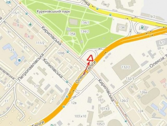 Схема рекламної площини за адресою Фрунзе ул., возле ул.Телиги Елены, Куреневского парка, в сторону Петровки