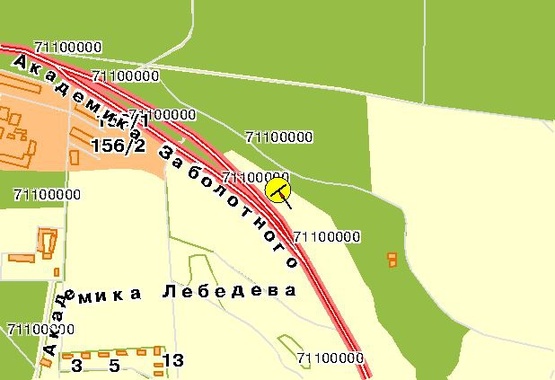 Схема рекламной плоскости по адресу Заболотного ул., рядом заправка "АККО", к Одесской пл.