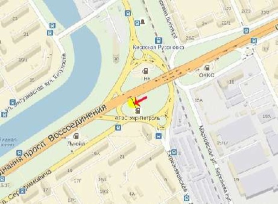 Схема рекламної площини за адресою Воссоединения пр-т, развязка с ул.Березняковской, в сторону моста Патона