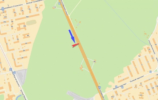 Схема рекламной плоскости по адресу Братиславская ул. 550 м в направлении Лесного пр-т