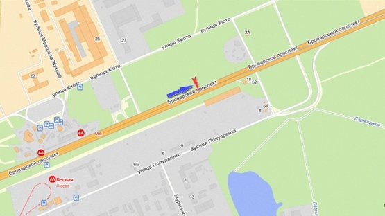 Схема рекламної площини за адресою Броварской пр-т 300 м от станции метро "Лесная"