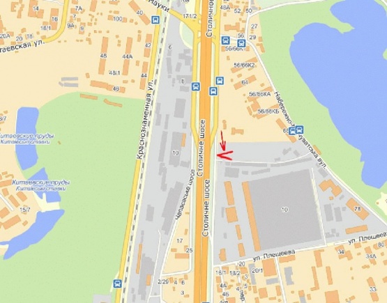 Схема рекламной плоскости по адресу Столичное шоссе  300 м от пр-та Науки (напротив), в направлении Конче-Заспы