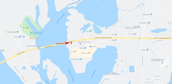 Схема рекламної площини за адресою Ватутина Генерала пр-т (cъезд с моста на левый берег)