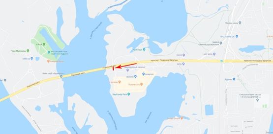 Схема рекламної площини за адресою Ватутина Генерала пр-т (cъезд с моста на левый берег)