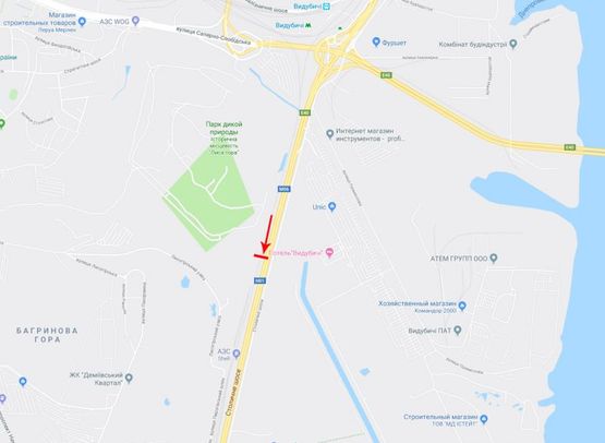 Схема рекламной плоскости по адресу Столичное шоссе