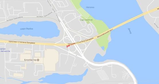 Схема рекламной плоскости по адресу Бандеры Степана пр-т (видимое поле 3х12), розвязка с пр-том Героев Сталинграда  к Северному мосту