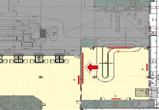 Схема рекламной плоскости по адресу Зал прилета и получения багажа, 1 этаж (Терминал D)