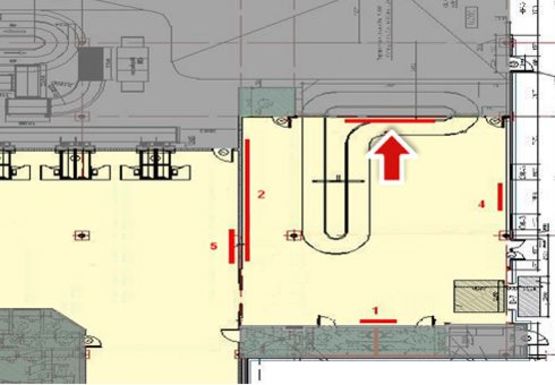 Схема рекламной плоскости по адресу Зал прилета и получения багажа, 1 этаж (Терминал D)