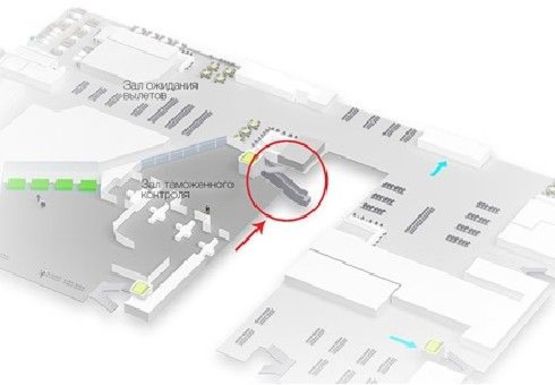 Схема рекламної площини за адресою Центральный холл, 1 этаж (Терминал А)