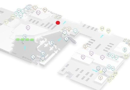 Схема рекламной плоскости по адресу Зал ожидания вылетов, 2 этаж (Терминал А)
