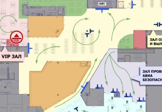 Схема рекламной плоскости по адресу Бизнес-зал, 2 этаж (Терминал А)