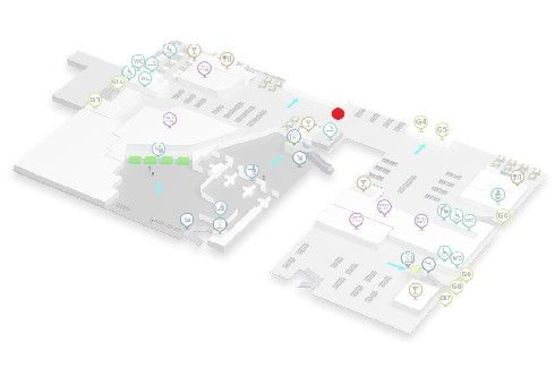 Схема рекламной плоскости по адресу Зал ожидания вылетов, Гейты, 2 этаж (Терминал А)
