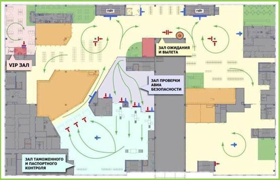 Схема рекламної площини за адресою Зал ожидания вылетов, Гейты, 2 этаж (Терминал А)