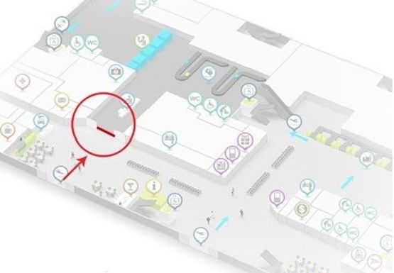 Схема рекламної площини за адресою Центральный холл, 1 этаж (Терминал А)