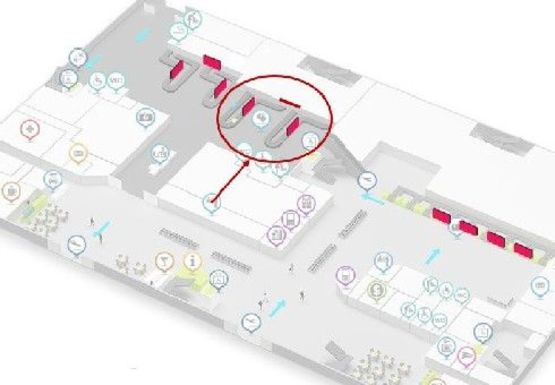 Схема рекламной плоскости по адресу Зал получения багажа, 1 этаж (Терминал А)