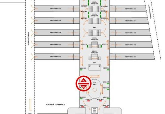 Схема рекламної площини за адресою Конкорс (Южный терминал)