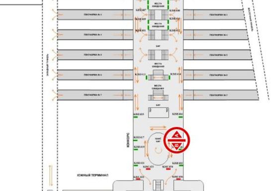 Схема рекламної площини за адресою Конкорс (Южный терминал)