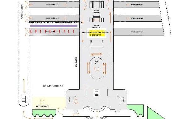Схема рекламной плоскости по адресу ЖД Вокзал, Платформа отправления электрички в Аэропорт Борисполь