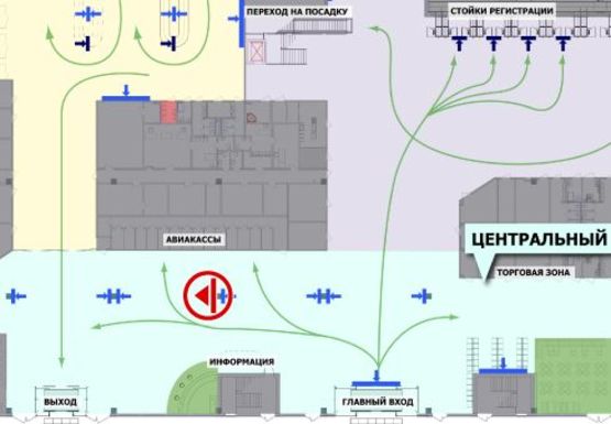 Схема рекламной плоскости по адресу Центральный холл, 1 этаж (Терминал А)