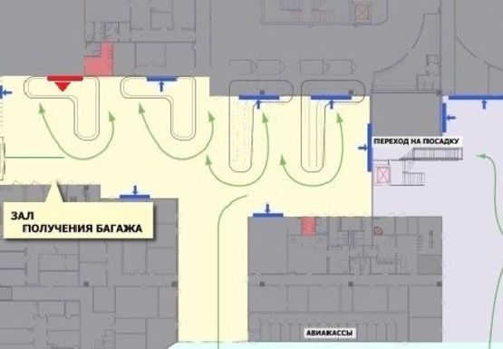 Схема рекламної площини за адресою Зал получения багажа, 1 этаж (Терминал А)