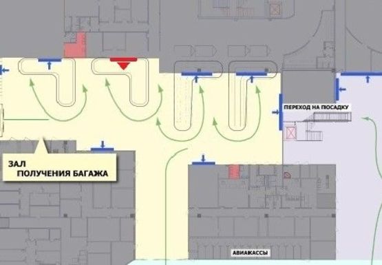 Схема рекламной плоскости по адресу Зал получения багажа, 1 этаж (Терминал А)