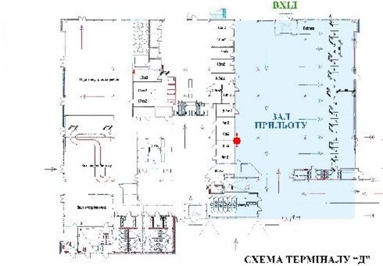 Схема рекламної площини за адресою Зал прилета  (Терминал D, Международные перелеты)