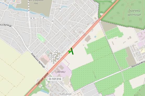 Схема рекламної площини за адресою Київ - Одеса, 02км+550м до Києва (справа 500м до "Нової Лінії" в напр. м.Київ)