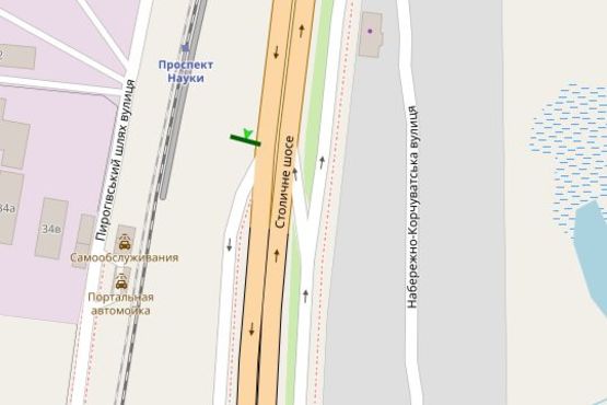 Схема рекламної площини за адресою Столичне шосе - Науки просп. (в направлені Конча-Заспи)