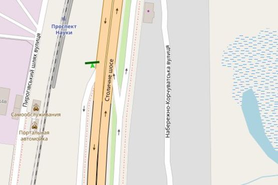 Схема рекламной плоскости по адресу Столичне шосе - Науки просп. (в направлені мосту Патона)