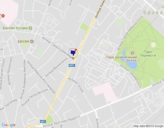 Схема рекламной плоскости по адресу м. Бровари, вул. Київська, 217