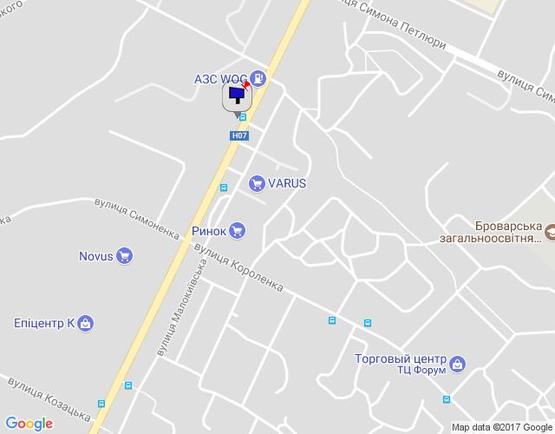 Схема рекламной плоскости по адресу м. Бровари, вул. Київська