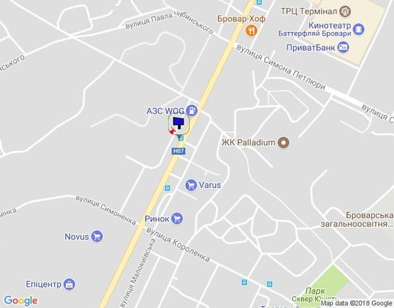 Схема рекламной плоскости по адресу м. Бровари, вул. Київська