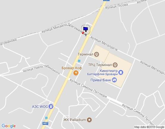 Схема рекламной плоскости по адресу м. Бровари, вул. Київська