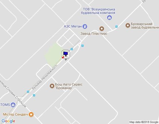 Схема рекламной плоскости по адресу м. Бровари, бульвар Незалежності